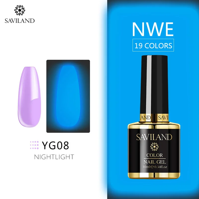 10ml YG08 Светящийся лак для ногтей SAVILAND, не протирает верхнее покрытие, 6 цветов, светящийся в темноте, Гель-лак для ногтей, отмачиваемый, УФ-Гель-лак, блеск в темноте - Цвет: 10ml YG08