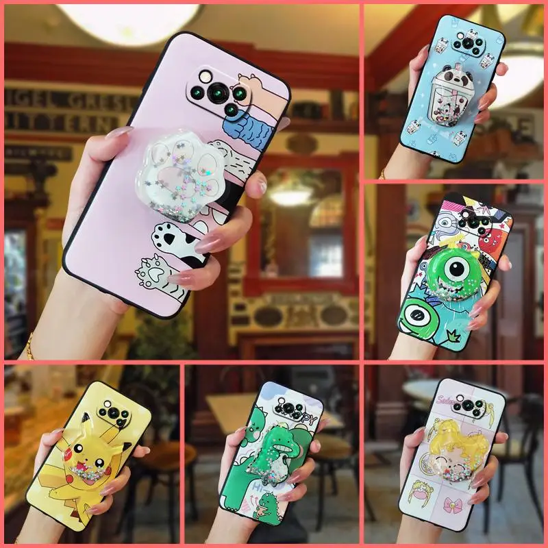 cover kickstand phone case for xiaomi poco x3 nfcx3 pro back cover waterproof fashion design cartoon free global shipping