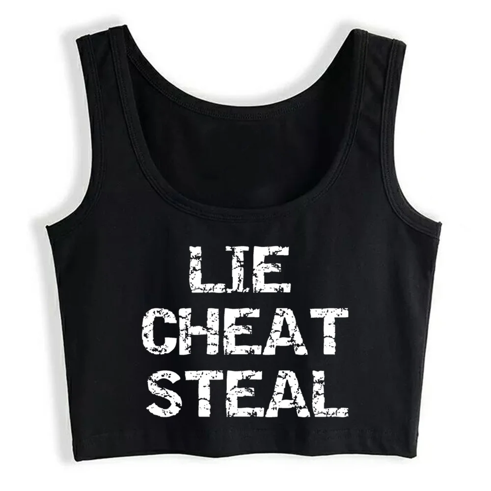 

Crop Top Women Lie Cheat Steal Y2k Gothic Emo Harajuku Tank Top Female Clothes