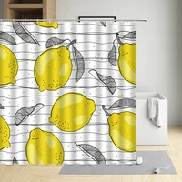 summer fruit creative shower curtain washable pineapple lemon orange juice cloth bathroom decor bath screen with hooks