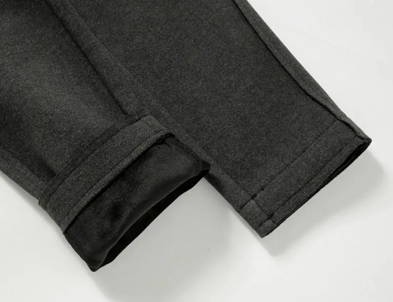 gray plus velvet Зимние женские штаны с высокой талией, бархатные утепленные шерстяные шаровары, элегантные офисные шерстяные теплые штаны, женские длинные брюки C5988 - Цвет: gray plus velvet