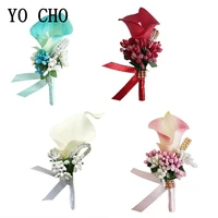 yo cho corsage boutonniere pin wedding corsage boutonniere for groom bridesmaid flower calla lily buttonhole men wedding witness