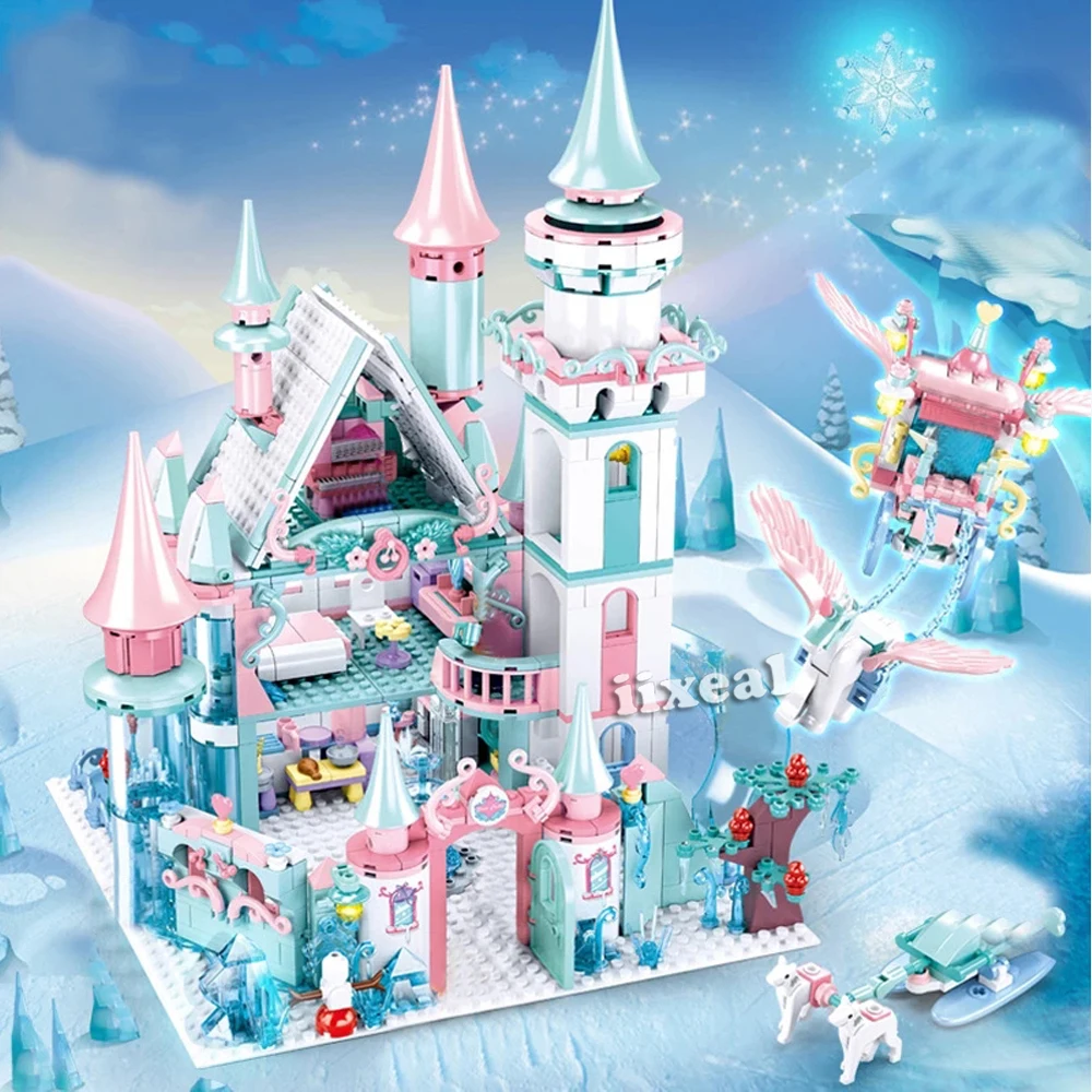 Для девочек Снежный мир ледяной замок набор строительных блоков Кирпичи для