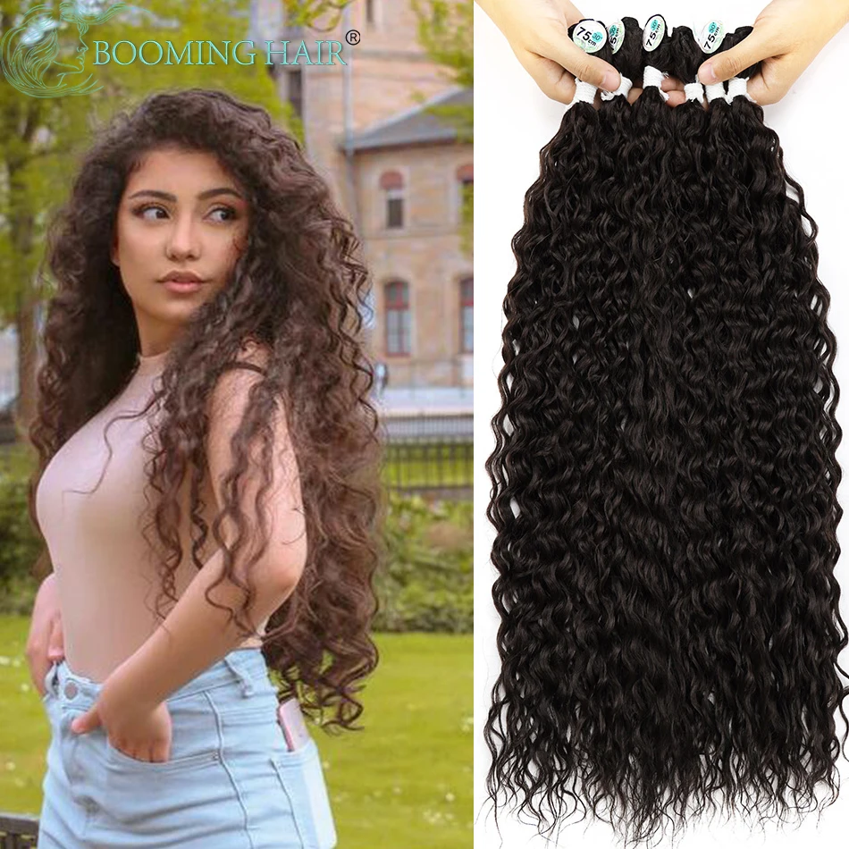

Kinky Curly Hair Bundles Blonde Bundles Corn Water Wave Bundle False Hair Extensions Ombre Synthetic 9Pcs Thick Full Head Enough