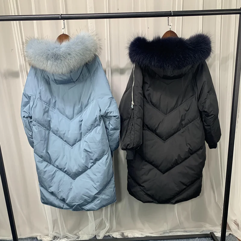2021 женские пуховое пальто с натуральным мехом на капюшоне Женские теплые парки