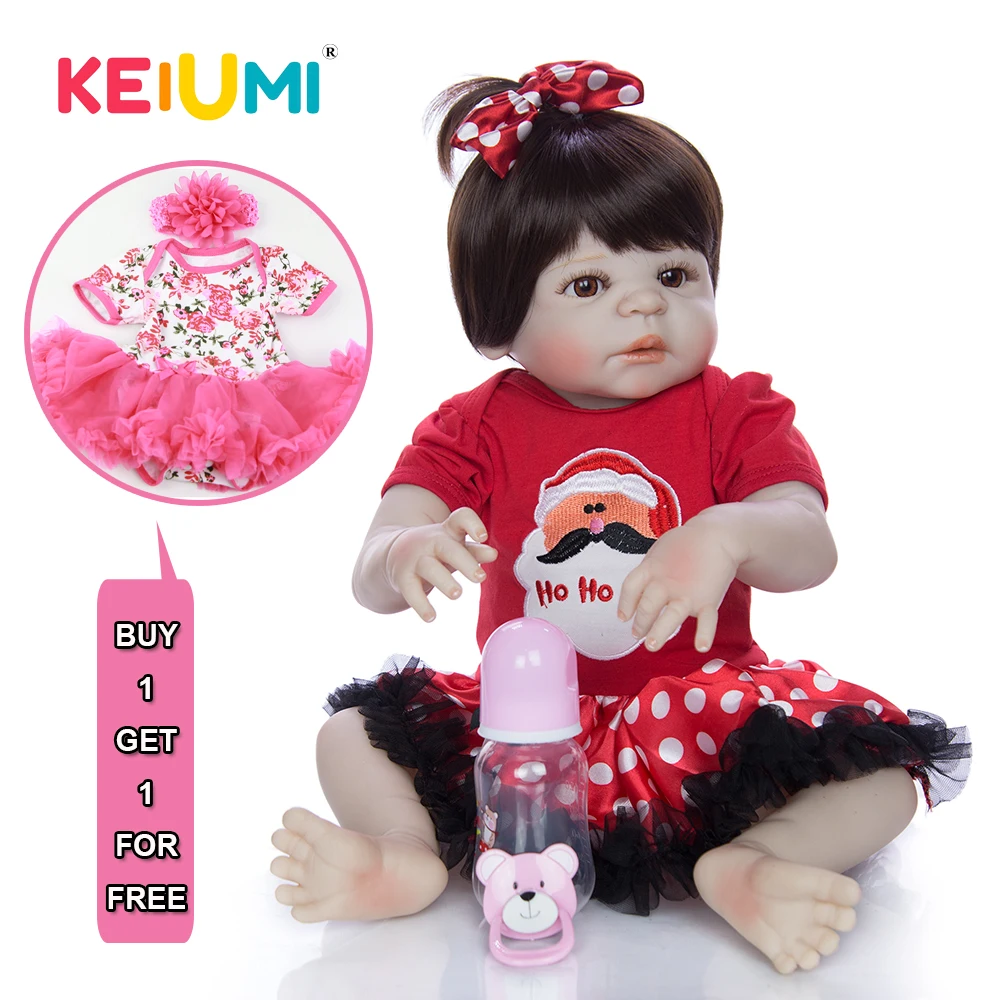 KEIUMI Reborn Baby Doll силикон полный винил 23 дюйма водонепроницаемый Menina для детей