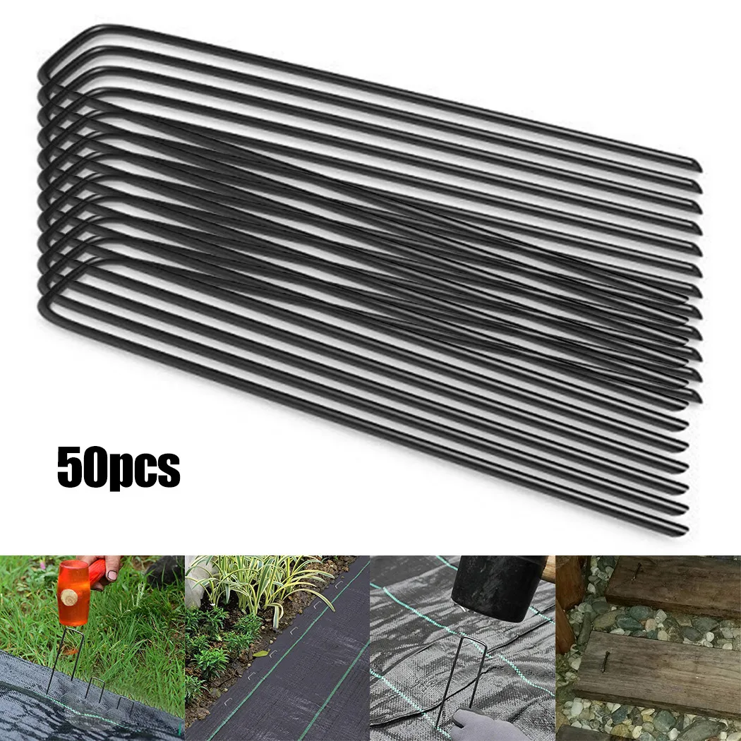 

50Pcs Galvanised Metal Ground U Tent Pegs Gazebo Camping Tarpaulin Hooks For Fixing Grass Cloth, Greening, Fixed Lawn Hot！
