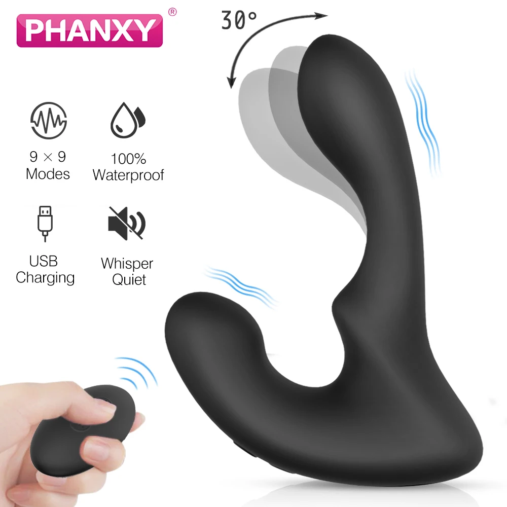 PHANXY Remote Control Male Prostate Massager Vibrator For Men Tail Anal Plug Sex Toys Silicone Butt Plug Sex Toy For Gay Couples