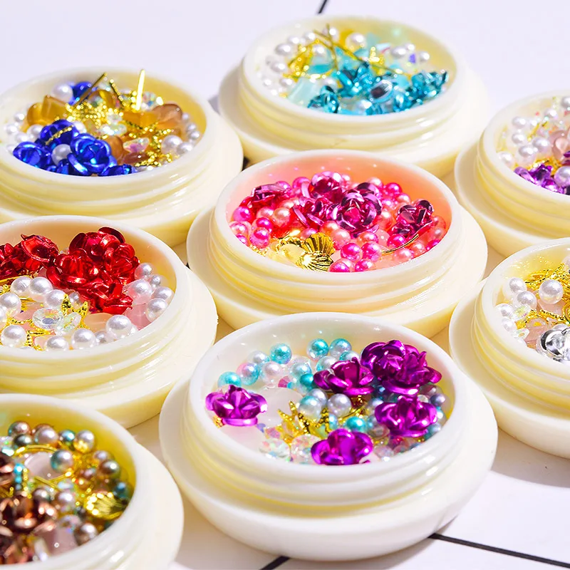 1 коробка 3D жемчужины для ногтей алюминиевые ювелирные изделия в виде Розы