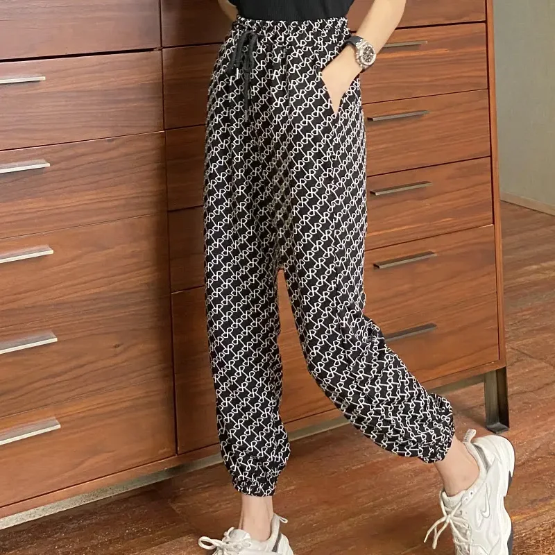 

Vintage Plaid Pants Women High Waist Plus Size Wide Leg Casual Female Trousers 2021 Fashion Joggers Clothes Streetwear