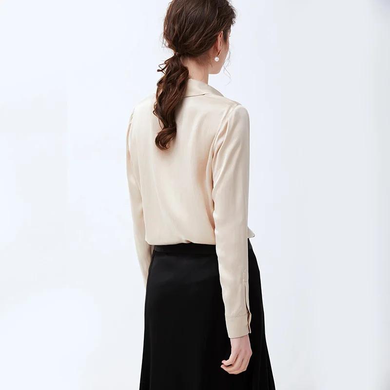100% Высокое качество шелковые блузки женская рубашка элегантный простой дизайн с