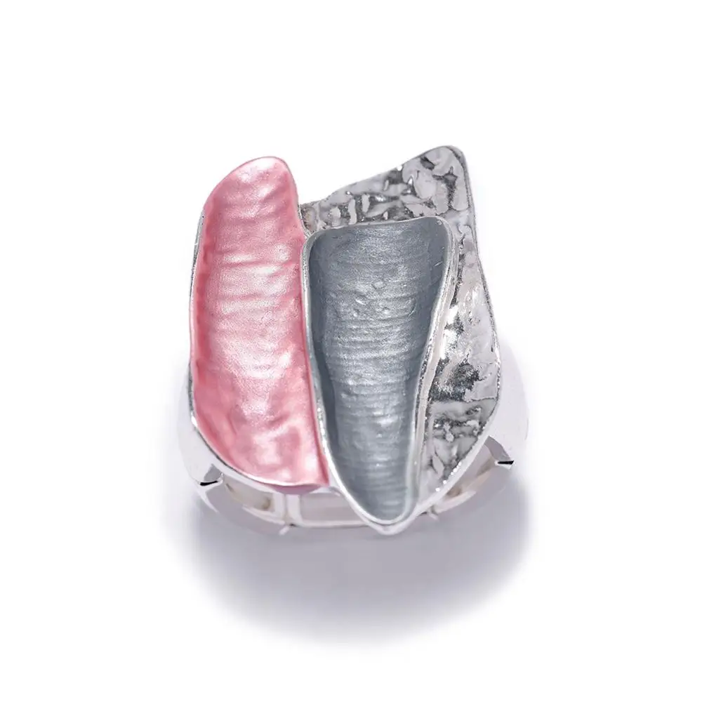 

Cring Coco Trendy Irregular Geometric Ring for Women Pink Enamel Luxury Brand Metal Alloy Adjustable Rings Girls Valentine's Day