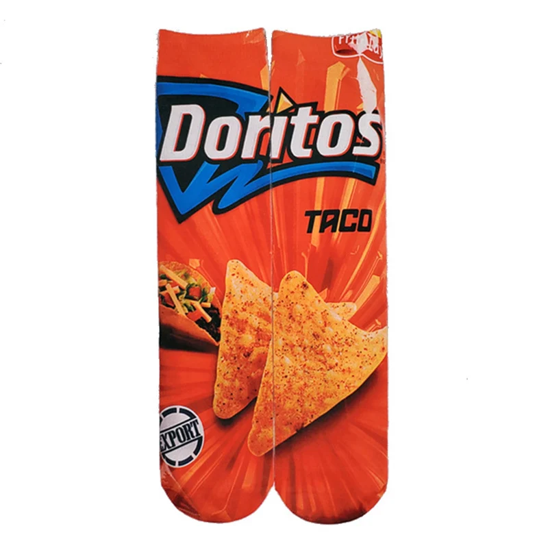 Носки с принтом для мужчин и женщин хлопковые носки картофельных чипсов шоколада