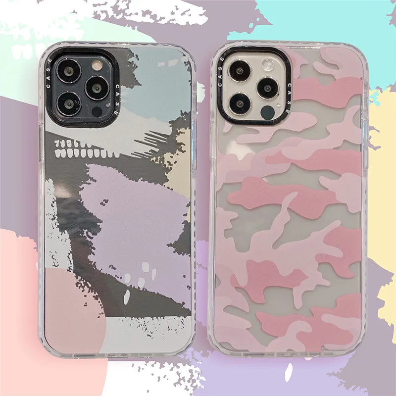 

Luxury brand Pink Camouflage Graffiti soft silicon protection case for apple iphone 13 12 7 8 X XS XR MAX 11 Pro Plus Cover