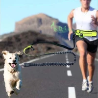 dog running leash with waist pocket hands free leashes detachable dog leash belt reflective bungee elasticity belt pet dog leash