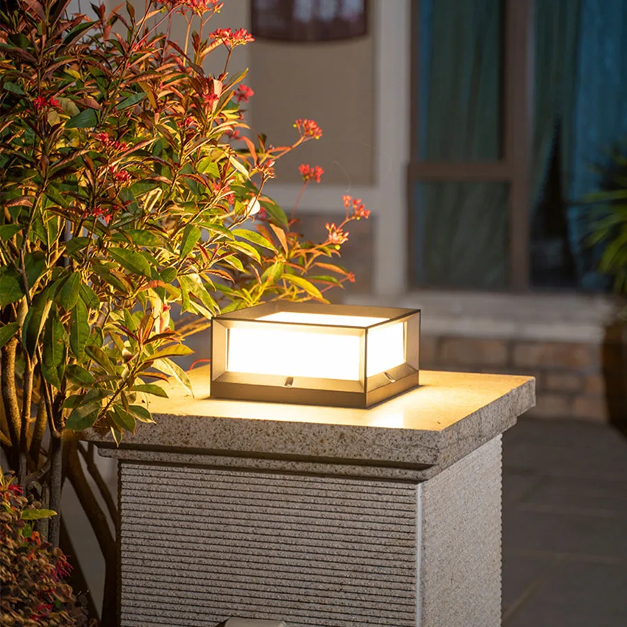 Outdoor Garden Post Lamp Outside Square Pillar Light for Villa Exterior Wall Column Lamps Fence Waterproof Landscape Light
