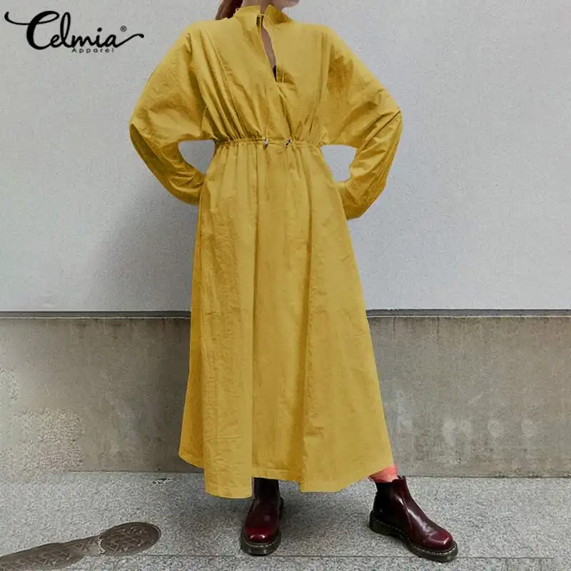 Женское винтажное платье-рубашка 2021 Celmia сексуальный Богемный Макси Сарафан с