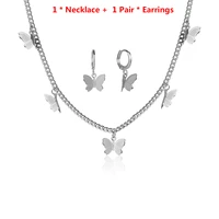 butterfly necklace earrings set for women girls adjustable butterfly chain necklace dangle earrings butterfly heart star jewelry