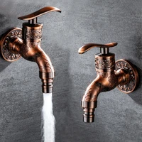 practical carved wall mount zinc alloy antique bronze bibcockdecorative outdoor garden faucet washing machine faucet small tap