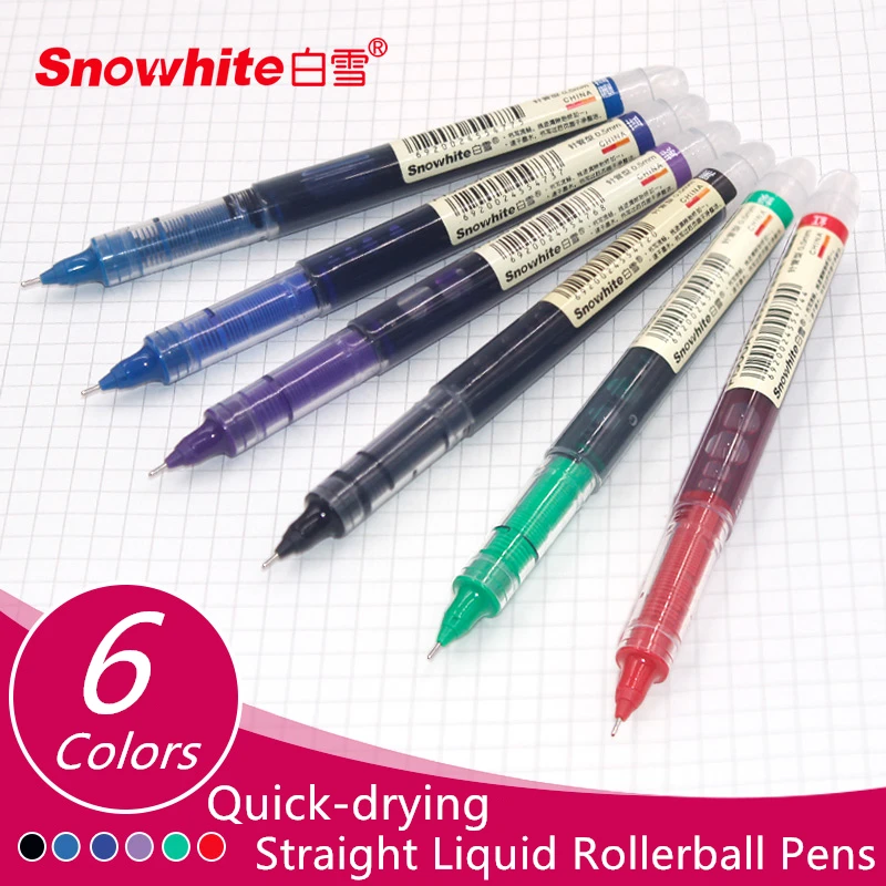 

Quick-drying Straight Liquid Rollerball Gel Pens P1500A Needle Penpoint 0.5mm 6 Colors High Capacity Super Durable