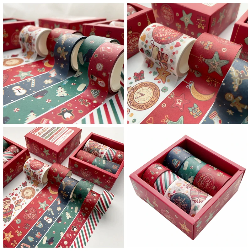 

4cm 3cm 2cm 1.5cm 6roll/set Christmas Paper Tape Gift Decoration Material Hand Account Tape-Christmas Combo Set Diy Decoration