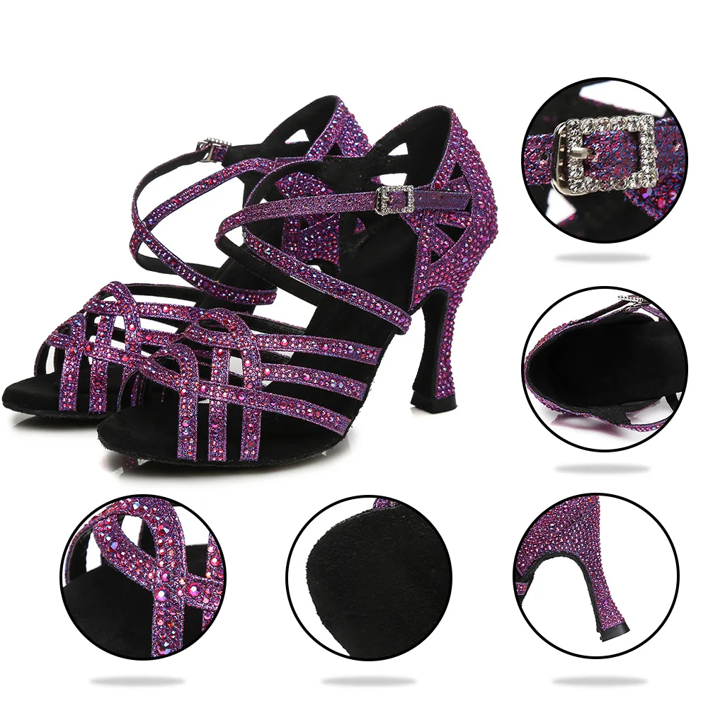 Dance Shoes For Latin Women High Heels With Rhinestone Tango Salsal Sandals Performance Ballroom Dancing Shoes Deals 2022