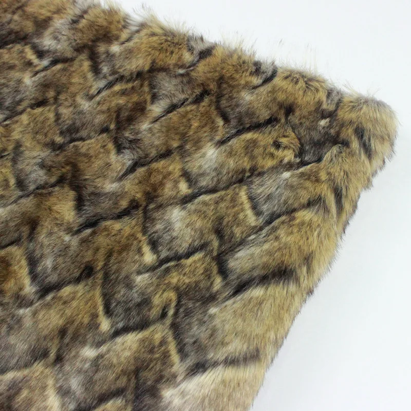 

Artificial fur, diamond-shaped jacquard fur, yellow-brown three-color wool, imitation fur clothing, luggage shoe and hat fabric