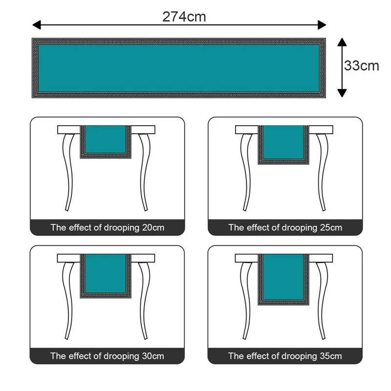 

Teal Table Runners Modern Geometric Luxury Bed Runner Cloth Rectangle Soft Dining Table Decoration For Wedding Party