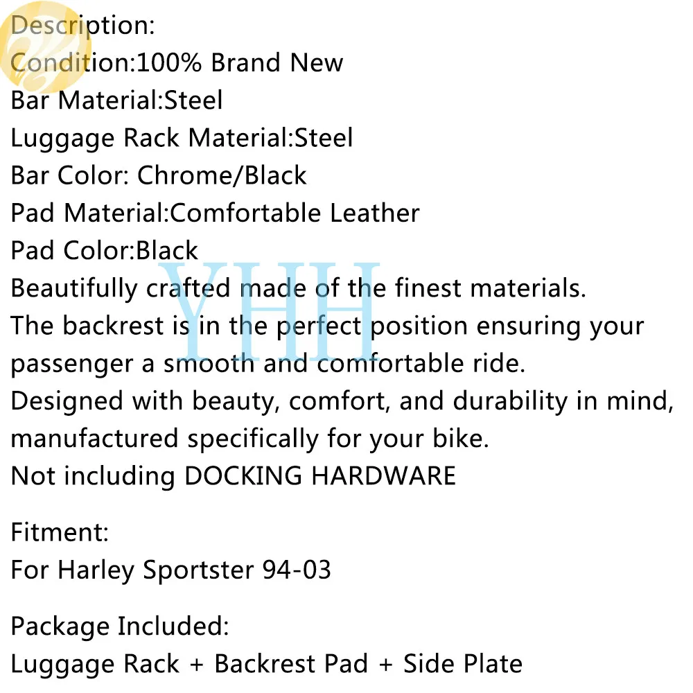 

Chrome Adjustable Motorcycle Backrest Sissy Bar Luggage Rack For Sportster XL 1200 94-03 XL1200 1997 1998 2000 2003