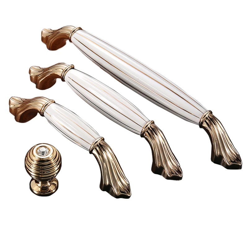 

Retro Zinc Alloy Ceramics Cabinet Cupboard Drawer Handles Knobs European Wardrobe Furniture Dresser Pull Handle Accessories