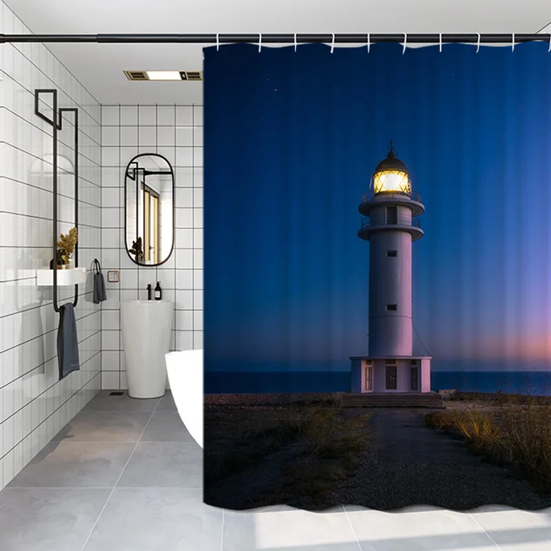 Aggcual Lighthouse view cartoon shower curtain Waterproof moisture-proof Europe bathroom for Bathroom decoration set y66 | Дом и сад