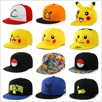 pokemon pikachu baseball cap peaked cap cartoon anime character flat brim hip hop hat couple outdoor sports cap birthday gifts