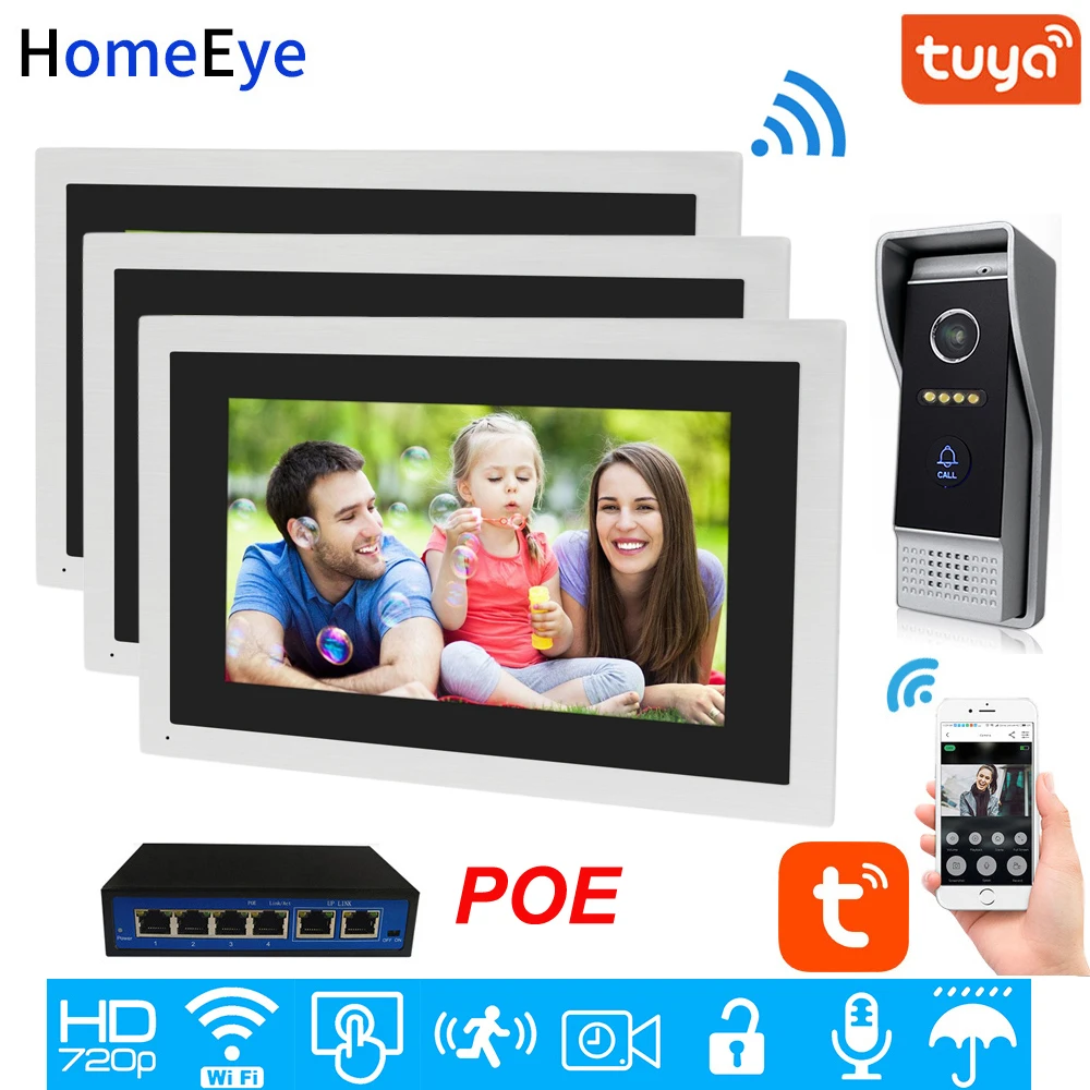 1080P HD 10 ''сенсорный Экран Wi Fi IP видео телефон двери домофон 1 3 дома Система
