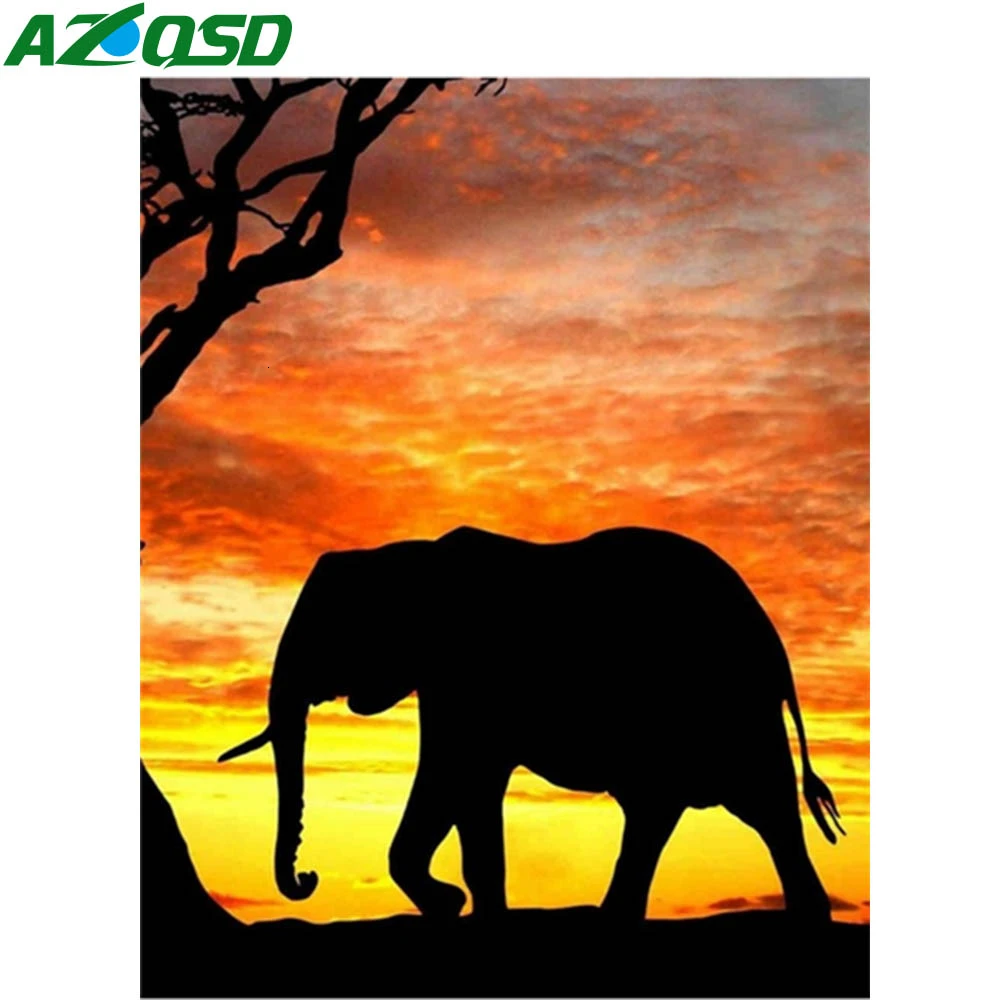 AZQSD Unframe Набор для раскрашивания по номерам холст слон ручная краска ed подарок