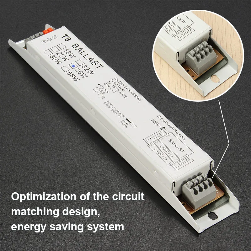 LEORY AC 220-240V 2x36W Wide Voltage T8 Electronic Ballast Fluorescent Lamp Balla
