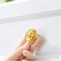 gold rose shape knobs for furniture hardware solid brass cabinets and drawers handles home decor cupboard pulls wardrobe handle