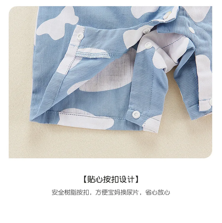 

Baby summer new romper men and women baby short-sleeved cartoon calf embroidered romper newborn thin piece