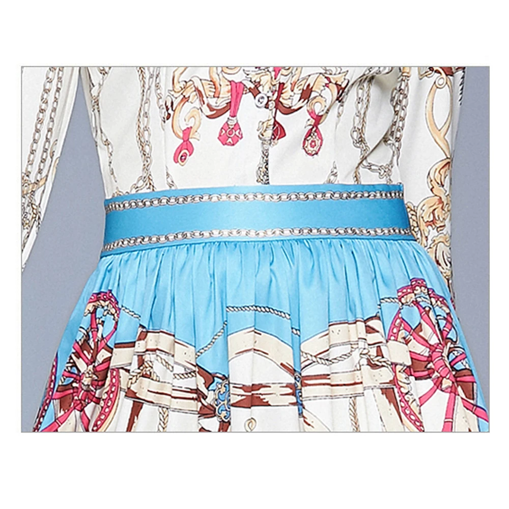 

Simgent Autumn Long Dresses Women Fashion Elegant Turn Down Collar Printing Blouse Dress Vestido De Mujer Robe Femme SG911075