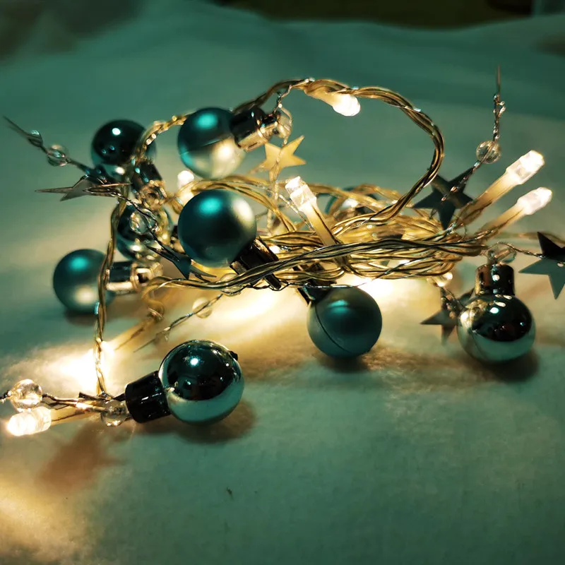 

10 светодиодных гирлянд с рождественскими шарами, декоративное освещение