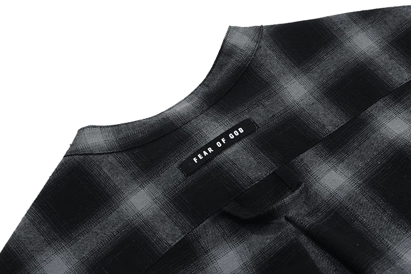 

Feel of God Season 6 main line Henry collar fog Plaid short sleeve shirt T-shirt loose high street fashion men's and women's