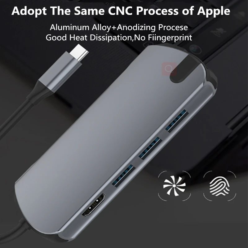 USB разветвитель Концентратор USB type C с HDMI RJ45 PD зарядка SD кард-ридер USB C концентратор Type C Plitter для Macbook Pro Аксессуары для ноутбуков мультихаб ноутбук аксессуары Multi HUB комплектующие для пк