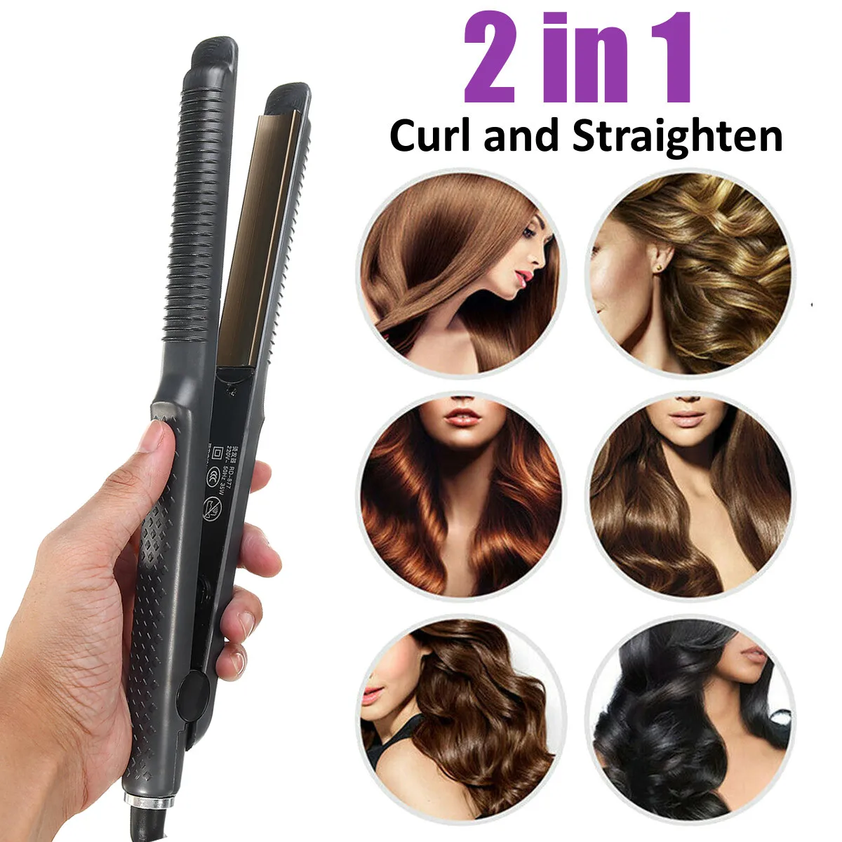

Titanium Flat Iron Gold Twist Hair Straightener And Curler 2 in 1 Straightener & Curling Iron For Salon Hair Professional