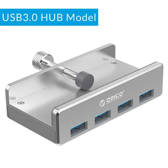 

ORICO MH4PU Aluminum 4 Ports USB 3.0 Clip-type HUB For Desktop Laptop Clip Range 10-32mm With 150cm Date Cable - Silver