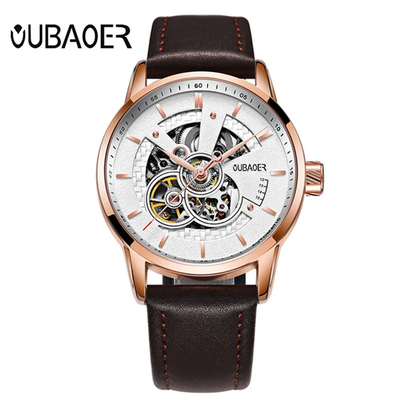 

OUBAOER OB2001A men's automatic mechanical watch simple fashion belt bottom business watch