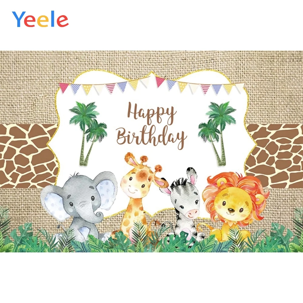 

Tropical Jungle Forest Safari Animal Wild One Newborn Baby Shower Birthday Backdrop Vinyl Photography Background Photophone