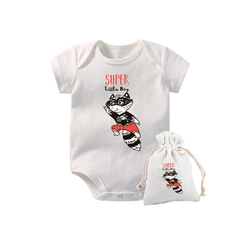 YSCULBUTOL Детские боди с сумкой белые костюмы супер животными одежда для маленьких