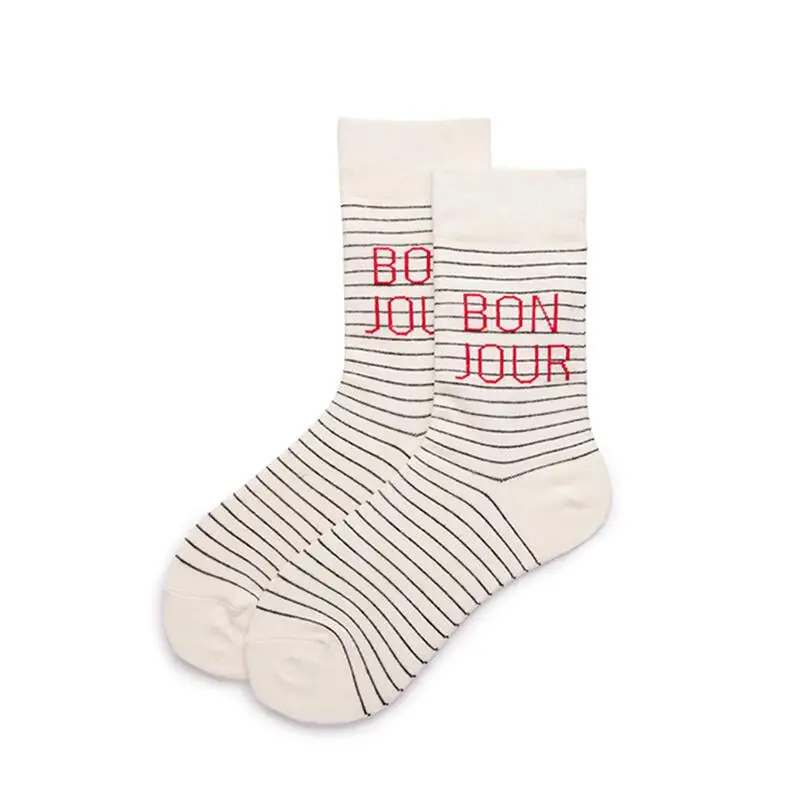 Women Men Solid Striped Cotton Sport Socks Ankle Sock Unisex Ivory Base Slim Stripes Short Winter Socks 5 pairs/ lot AL188SC