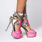 SEIIHEM женские сандалии на платформе на шпильке с открытым носком змеиная пэчворк туфли для выпусквечерние вечера Женская обувь большого размера 41 46 52