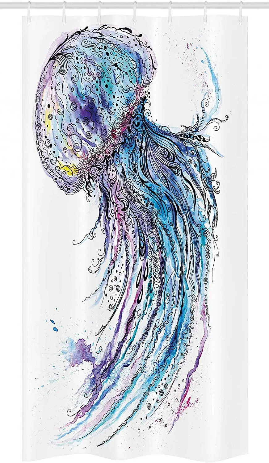 Занавес для душа с изображением медузы цвета морской волны художественный принт