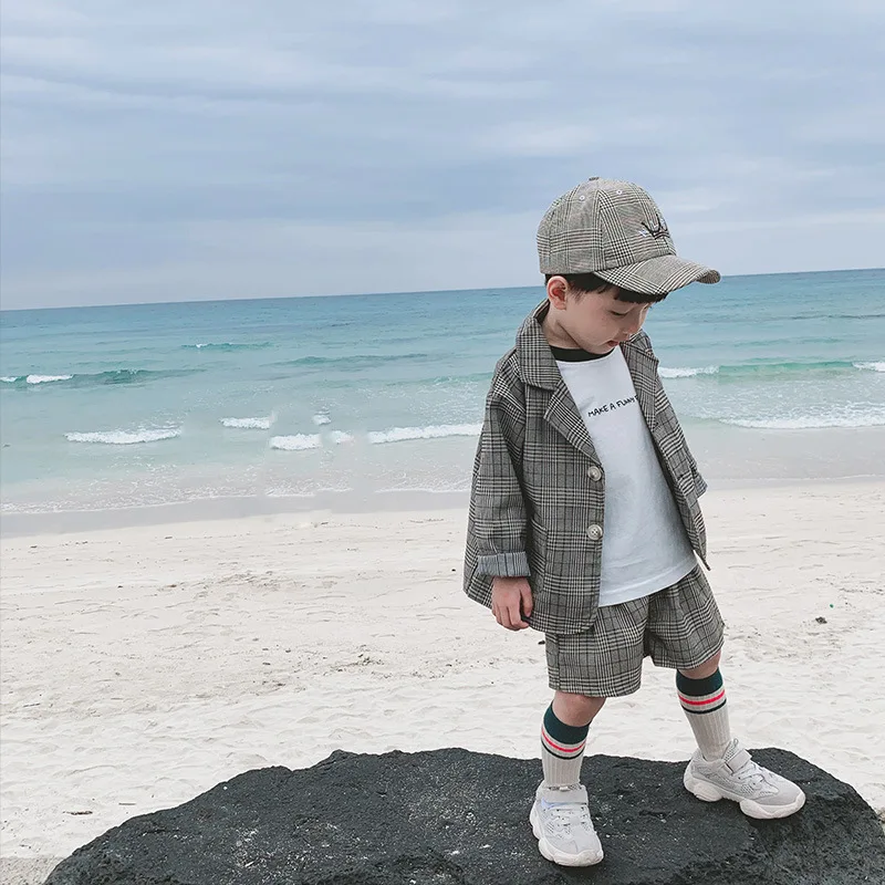 Casual Black Spring Summer Children's Clothes Suit Baby Boys Coat + Pants 2pcs/Set Kids Teenage Top School Beach Boy Clothing